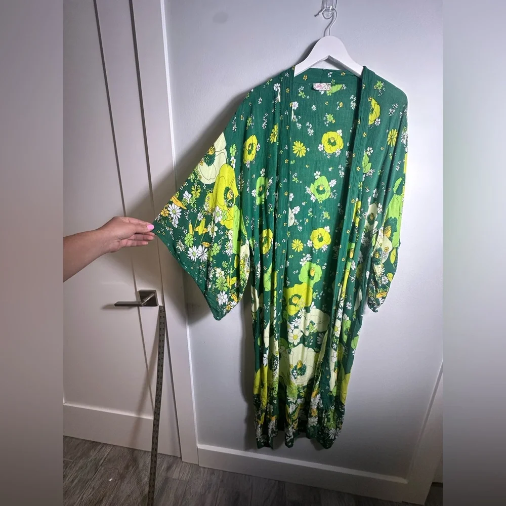 Free People Hidden Hills Floral Boho  Maxi Kimono Duster - Picture 13 of 15